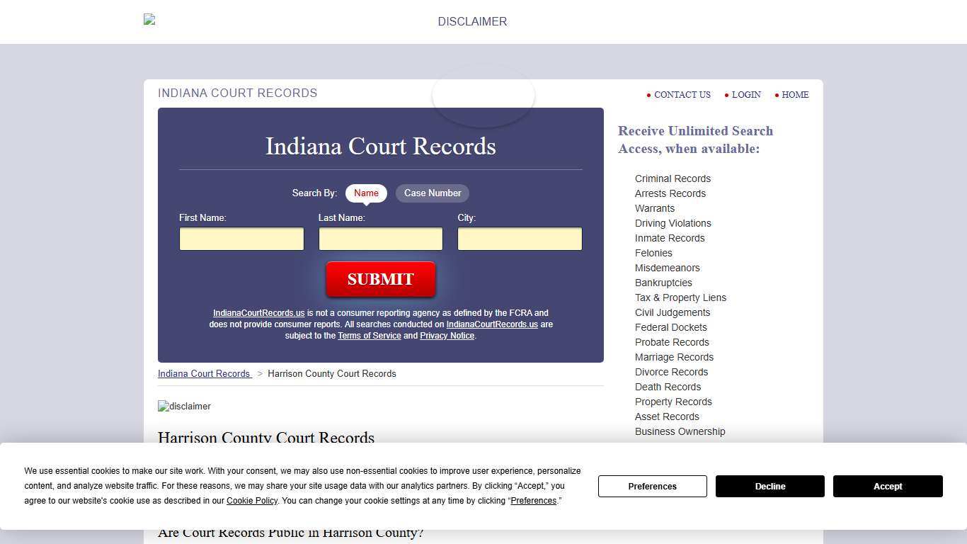 Harrison County Court Records | IndianaCourtRecords.us